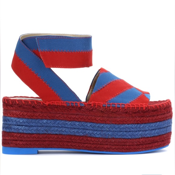 Stella McCartney Red and Blue Platform espadrille Sandals EU36 US6